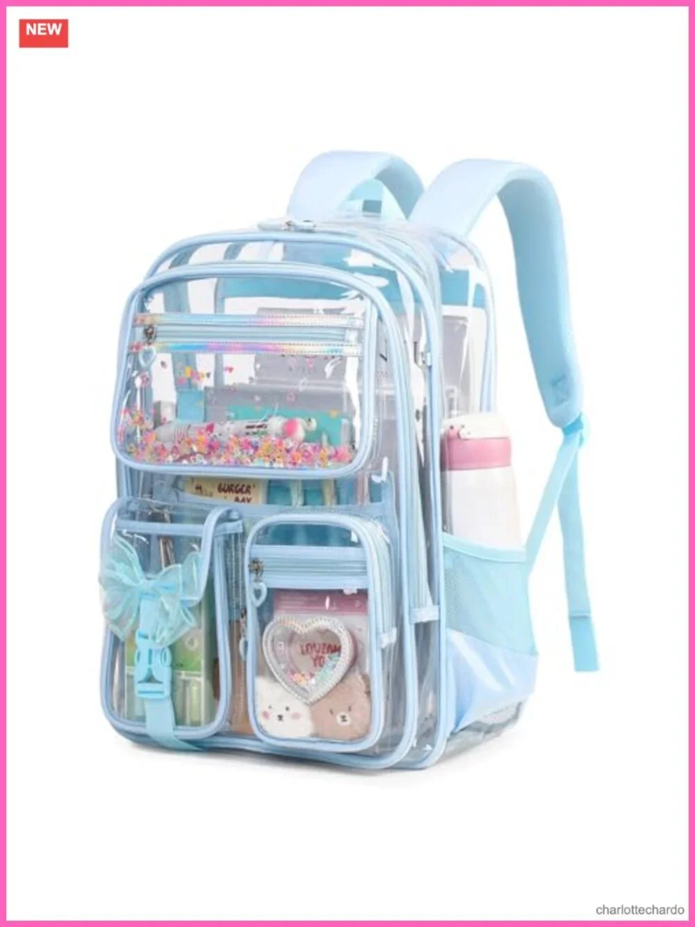 Clear Backpack for Girls, Heavy Duty Transparent Bookbag for Stadium Events &